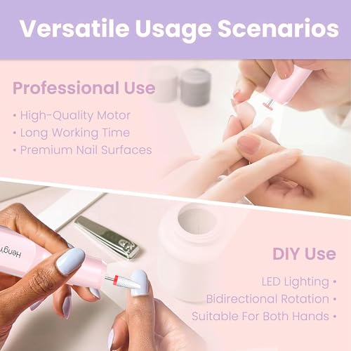 Electric Nail Drill Professional Manicure Pedicure Kit Acrylic Nail Drill Machine for Gel Cordless Nail File Machine Toe Nail Tools 3 Speeds Thick Toenail Grinder(White white