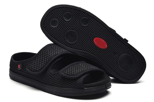 JIONS Women Men Adjustable Velcr Extra Wide Shoes Swollen Feet Diabetic 10.5 X-Wide Women/8 X-Wide Men H- Breathable Black