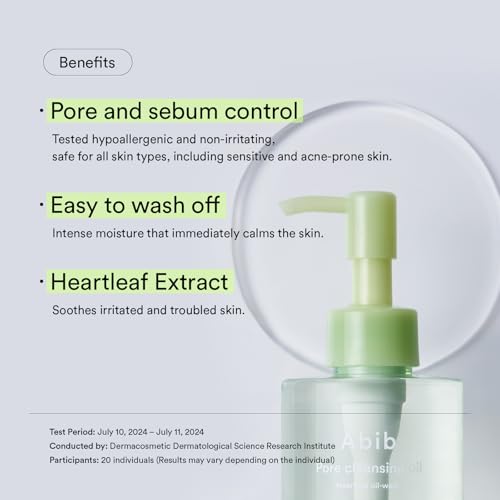 Abib Pore Cleansing Oil Heartleaf Oil-wash 6.76 fl.oz., Korean Makeup Remover