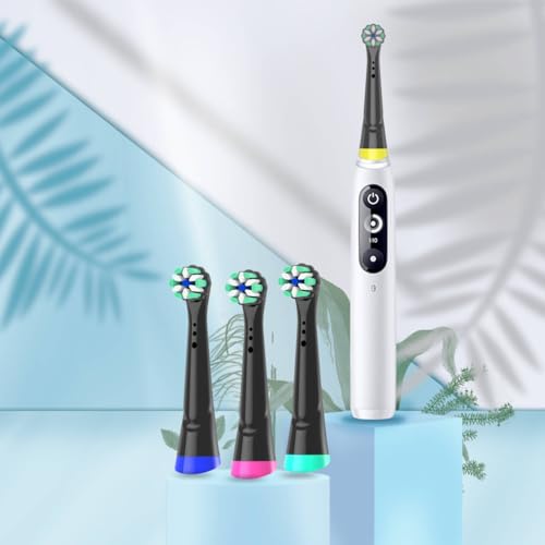 8PCS iO Replacement Brush Heads Compatible with Oral b i0 2/3/4/5/6/7/8/9/10 Series Electric Toothbrushes, Black Medium