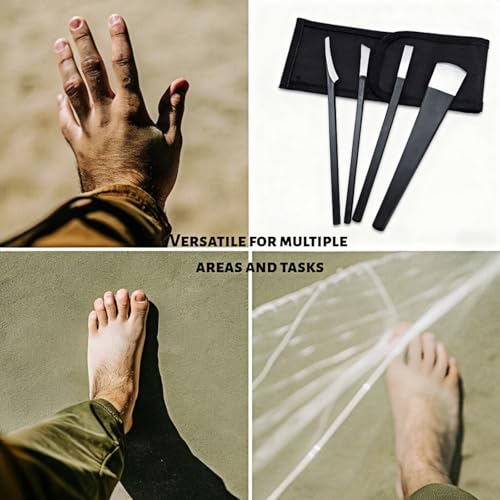 4PCS Pedicure Knife Set, Steel Ingrown Toenail Removal Kit, Pedicure Callus Shaver Tools, Professional Foot Scraper, Foot Remover, Foot File Rasp for Foot Care Dead Skin Corn 6.3" - Black