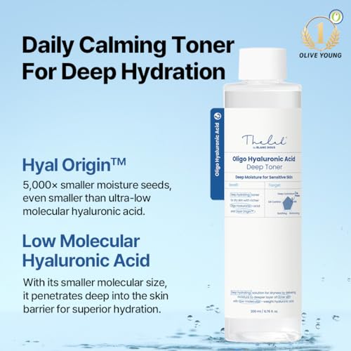 THE LAB by BLANC DOUX Oligo Hyaluronic Acid Deep Toner – Hydrating Toner for Sensitive Skin, pH Balance, Korean Skin Care, Alcohol-Free, Vegan Formula (6.76 Fl Oz) 6.76 Fl Oz (Pack of 1)