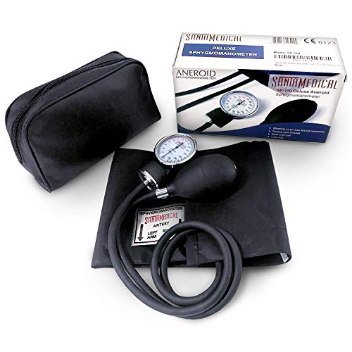 Santamedical Manual Blood Pressure Cuff - Adult Aneroid Sphygmomanometer Black Without Stethoscope