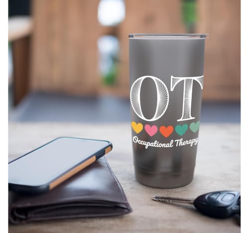 Funny OT Mental Health Occupational Therapy Stainless Steel Insulated Tumbler Brushed Steel 20 Ounces
