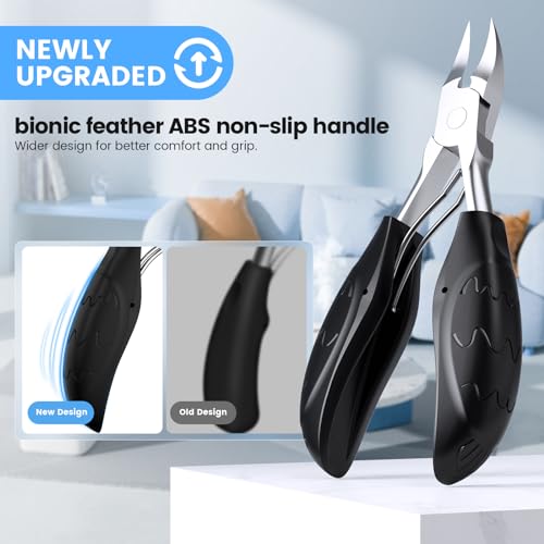 Toenail Clippers for Seniors Thick Toenails, Sharp Toe Nail Clippers Set for Men Women, Heavy Duty Fingernail Clipper Pedicure Tools for Feet, Professional Manicure and Pedicure Kit with Nail Scissors Black 7PCS Nail Clippers Set