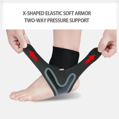 Lescenry Adjustable Ankle Brace for Men & Women (2-Pack, Large) - Breathable & Lightweight Compression Sleeve with Arch Support for Athletic Ankle Stability, Sprain Recovery & All-Day Comfort