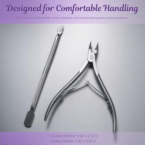 2 Pack Stainless Steel Cuticle Nipper & Pusher, Manicure Pedicure Tool Set