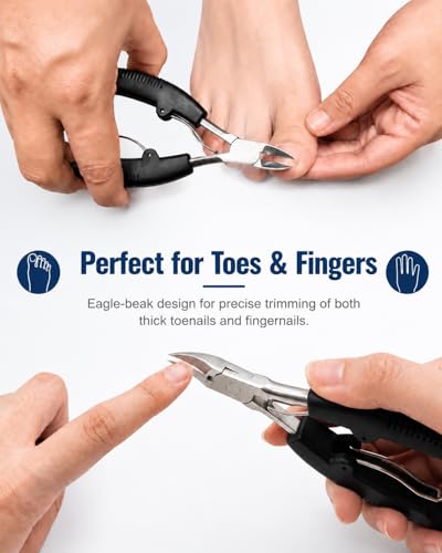 Ingrown Toenail Clippers for Thick Nails, 4-in-1 Professional Podiatrist Toe Nail Clippers Set for Seniors, Heavy Duty Nail Clippers with Ingrown Toenail Lifter & Nail File 4PCS Toenail Clippers Set