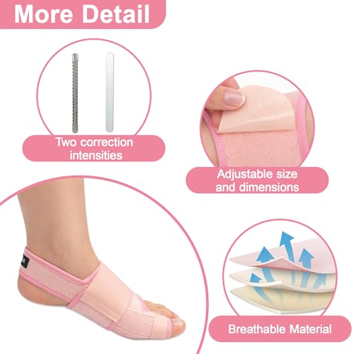 SPRING SEAON 2-Pack Bunion Corrector Adjustable Toe Splint Day/Night Pink