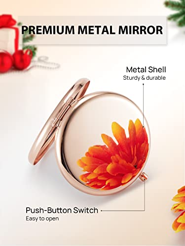 12 Pieces Compact Mirror Bulk, 1x/2x Pocket Mirror, Rose Gold 2.5"L x 2.5"W 12