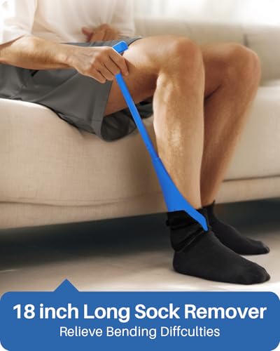 Jellas Sock Aid for Putting On Socks Kit,4.6 Inch Sock Helper for Seniors Blue 4.6 Inch