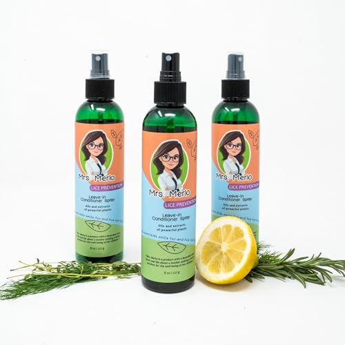 Lice Prevention Leave-In Conditioner Spray for Kids – Natural Daily Detangler with Plant Oils & Extracts – Gentle, Non-Greasy Formula for Shiny, Soft Hair – 8 oz