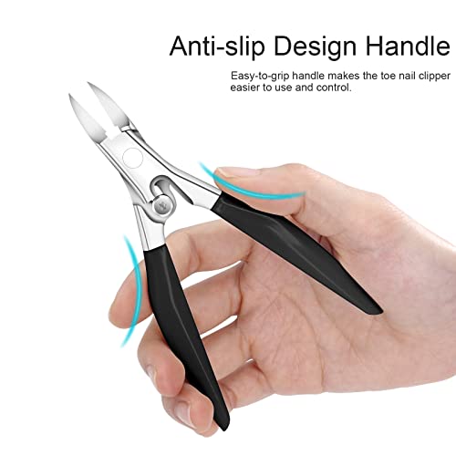 Podiatrist Toenail Nipper,Heavy Duty Nail Clippers for Thick & Ingrown Toenails,Toenail Clipper Trimmer for Seniors Pedicure,Stainless Steel Sharp Blades,Long Handle,& Lock(Black)