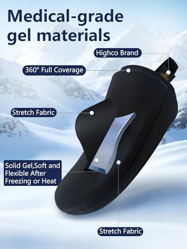 Foot Ice Pack for Toes,Freeze Flexible Ice Gel Socks Cold &Hot Therapy,Foot & Toe Ice Pack Wrap for Tendonitis, Plantar Fasciitis, Swelling, Sprained,Sport Injuries,Black (1 PC) (Black-2 Packs) Black-2 Packs