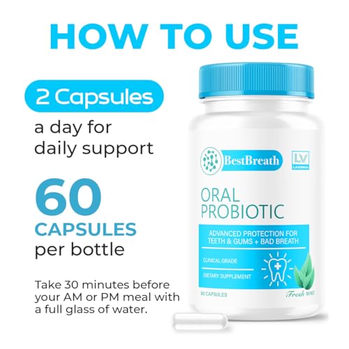 (2 Pack) Best Breath Capsules - Official BestBreath Advanced Oral Probiotic Pills Supplement Support - Maximum Strength, Natural Formula For Overall Health & Wellness Review, 120 Capsules For 2 Months 60 Count (Pack of 2)