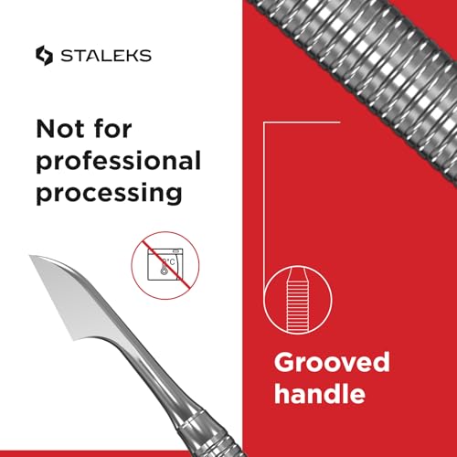 Staleks Classic Manicure Pusher Rounded Type 2 – Pusher and Safe Hatchet-shaped cleaner– Stainless Steel Nail Tool for Home Use Classic Silver