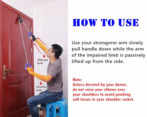 Shoulder Arm Pulley System Set - Over Door Rehab Exerciser for Home Physical Therapy Frozen Rotator Cuff Recovery and Stretching Strengthener Range of Motion A
