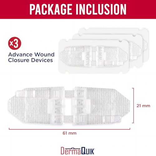 Home & Field Wound Closure Strips by DermaClip – 3 Pack Patented Laceration Strips, Upgrade from Small Butterfly Bandages for Wound Closure, Breathable, Zip Stitchless Kit Home 3 Pack