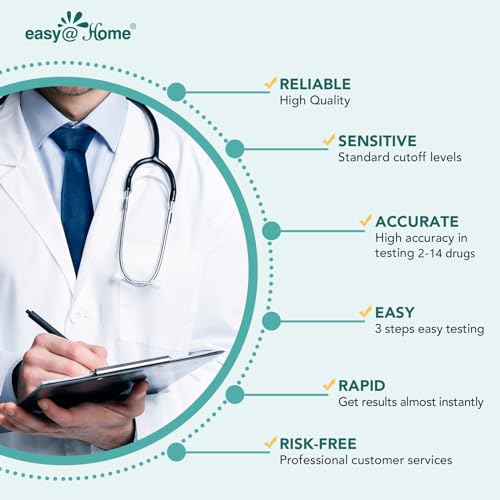 Easy@Home 5 Panel Urine Drug Test Kit - 10 Pack Multi Drug Screening Test 10 Tests