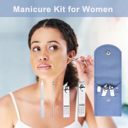 16 Sets Travel Manicure Set Professional Nail Clipper Kit Bulk,4 in 1 Adult Stainless Steel Travel Manicure Kit with Case Individually Wrapped Nail Clippers Bulk for Homeless,Hotel,Charity(4 Colors) Multi Color