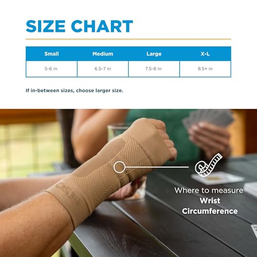 OrthoSleeve WS6 Compression Wrist Sleeve/Carpal Tunnel Wrist Brace, Supports Pain and Strain and Fatigue Black Small
