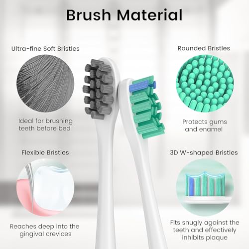 Phisco Sonicare Electric Toothbrush for Adults: 2 Brush Head&Travel Case
