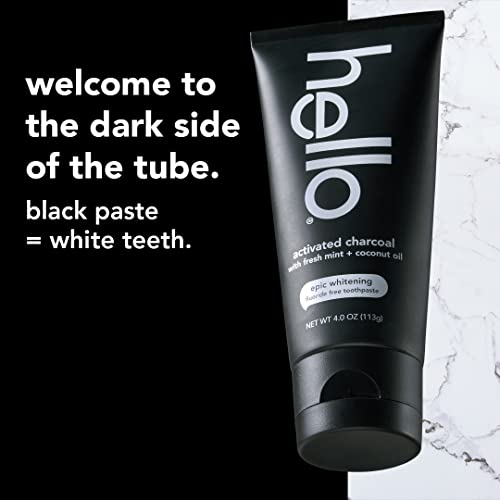 Hello Activated Charcoal Toothpaste, Fluoride Free with Activated Charcoal & Natural Watermelon Flavor Baby & Kids Fluoride Free Toothpaste, Vegan, SLS Free