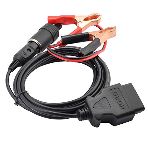 3M/10ft OBD II Vehicle ECU Emergency Power Supply Cable Memory Saver with Alligator Clip-On 12V Car Battery Cigarette Lighter Power Socket Extension Cable
