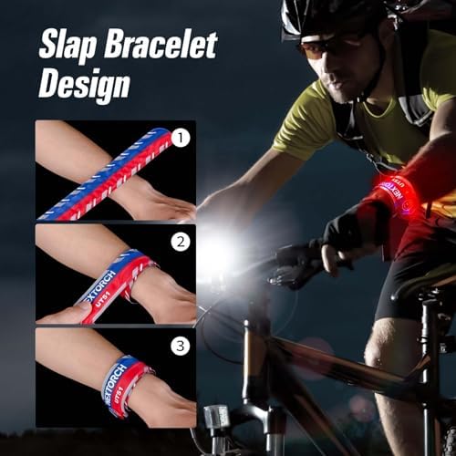 NEXTORCH Rechargeable LED Slap Bracelet, Emergency Flashing Strobe Lights, Law Enforcement Police Night Security Flashlight, Bikes Riding Cycling Safety, Reflective Running Lights for Runners 1 Pack UT51 Large