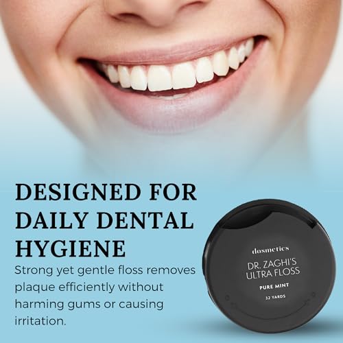 Dr. Zaghi Expanding Remineralization+ Thick Dental Floss 5 Pack, Pure Mint Expanding Floss, Oral Care Stretchable Hydroxyapatite Mineral Tooth Floss for Plaque and Gum Protection 32 Yards x 5 Flossers