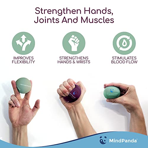 Mind & Body Stress Balls for Adults - Multi-Density Squeeze Balls for Hand Therapy & Grip Strengthening - Stress & Anxiety Relief - Choose 3-Ball (Soft, Medium & Hard) or 2-Ball (Soft & Hard) Sets Empowering - Rose, Mint, Plum