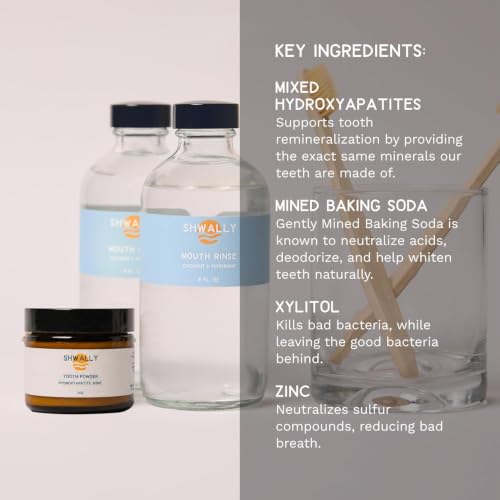 Shwally Magical Tooth Powder W/Hydroxyapatite Cattle Bone & Fluoride Free Amish Eggshell + Organic Peppermint - 100% Fluoride Free ReMineralizing, Whitening & Polishing Powder 400+ Brushings (4 Oz) 4 Ounce (Pack of 1)