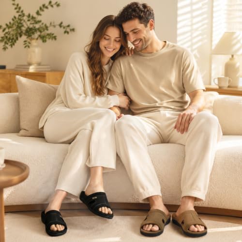 V.Step Slippers with Arch Support for Women Mens Orthopedic House Shoes 10 Women/9 Men Black