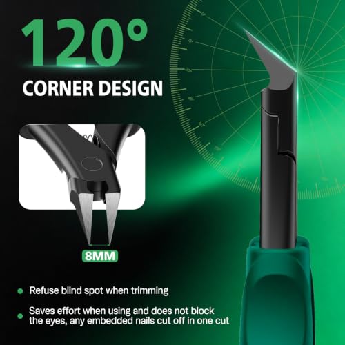 BALUCA Straight Edge Toenail Clippers for Thick Nails & Ingrown Toenails Green