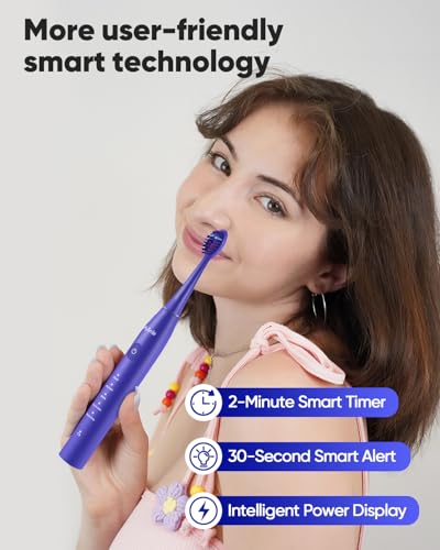 MySmile DY156 Electric Toothbrush for Adults with 3 Brush Heads and Replacement Heads, 3 Packs (Blue)