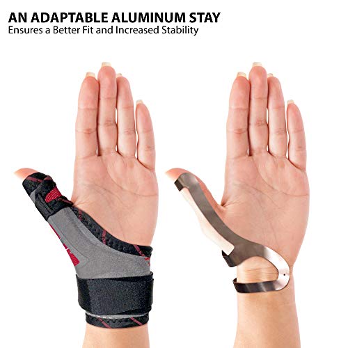 ORTONYX Thumb Immobilizer Brace Thumb Spica Support Splint Left/Right Hand XL-XXL Gray/Red