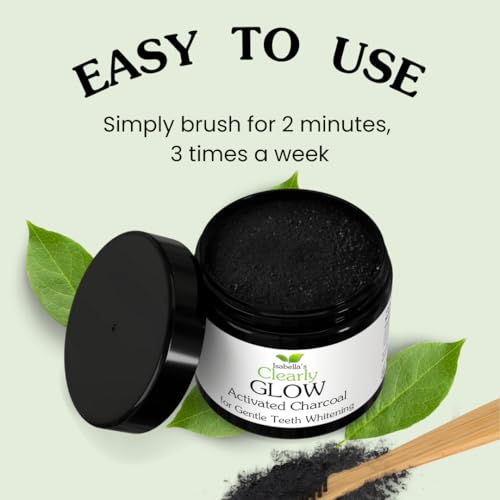 Glow Natural Teeth Whitening Kit – Activated Charcoal Tooth Powder + Bamboo Toothbrush + Copper Tongue Cleaner | Fluoride Free, Non-Peroxide Oral Care