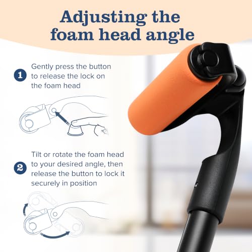 EZPIK Lotion Applicator for Back with 2 Replacement Foam Rollers, Extendable up to 23" - Curved Back Lotion Applicator for Elderly & Seniors with Limited Mobility, Body Cream & Sunscreen Applicator Black