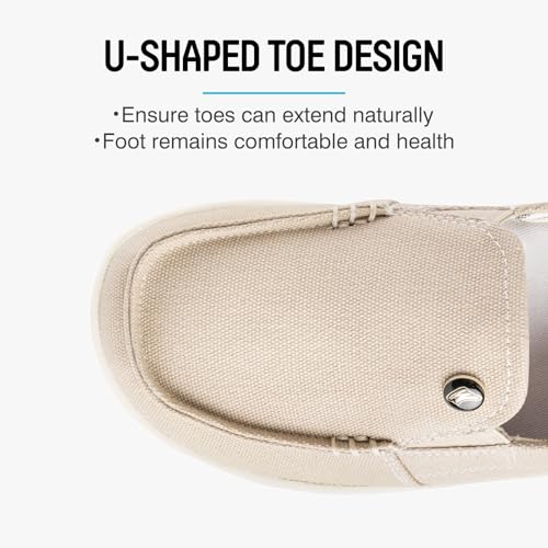 Womens Slip On Shoes, Casual Boat Loafers Shoes Women with Arch Support 9.5 Beige