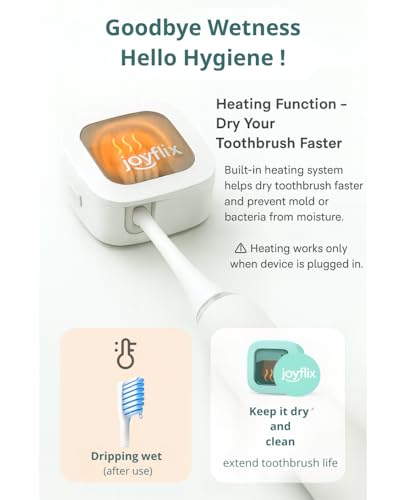 UV-C Toothbrush Sanitizer | Portable & Rechargeable | 99.9% Sanitization with Heating Function | Magnetic Mount, Travel-Friendly & Compact Design (Aqua Blue) Aqua Blue