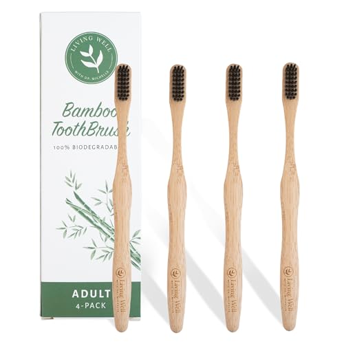Bamboo Toothbrush, Floss, and Copper Tongue Scraper Set
