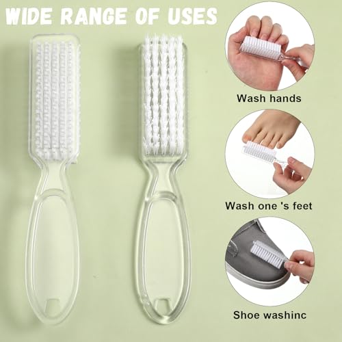 5pcs Nail Brush Fingernail Cleaner Handle Grip Nail Brush Scrub Cleaning Brushes Manicure Tools Kit for Toes and Nails Women Men, Pedicure Nails Scrubber (Clear)