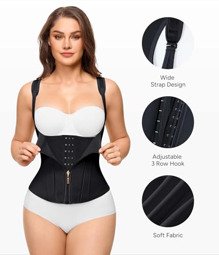 Nebility Waist Trainer for Women Corset Shapewear Tummy Control Faja Body Shaper Waist Cincher with Adjustable Strap X-Large Black
