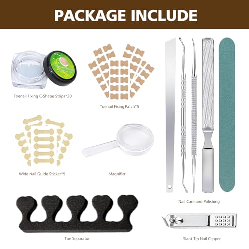 Ingrown Toenail Corrector Set with Magnifier and Correction Strips, Professional Ingrown Toenail Treatment Tools Set, Safe and Effective Nail Care for Home Use 1
