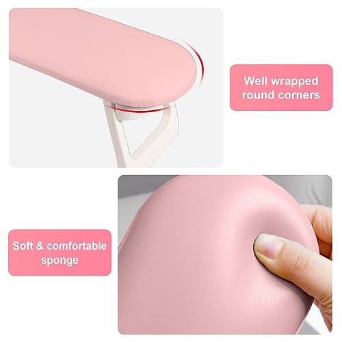 Diesisa Nail Arm Rest, Foldable PU Leather Nail Hand Rest For Nails Tech Pink