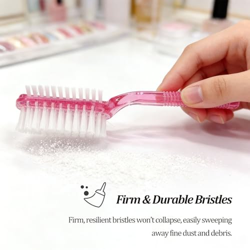 Dual-Sided Handle Grip Nail Cleaning Brush for Hands and Feet with Soft & Stiff Bristles (2 Pack)