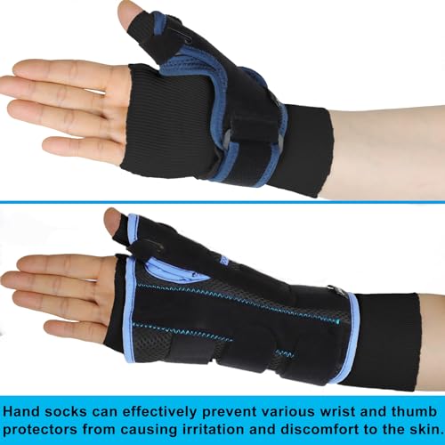 VISKONDA Hand Socks for Splint (Pack of 6) Wrist and Thumb Spica Wrap Liner for Women Men,Arm Cast Cover Stockinette Sleeve for Under Brace Skin friendly protective cover(Black,Small) Small Black