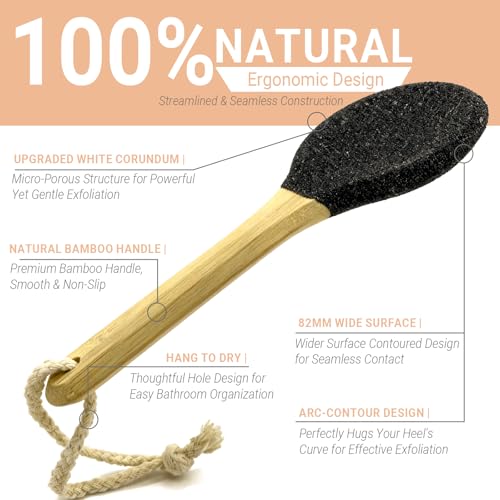 Curved Pumice Stone Foot File 2-Pack with Bamboo Handle