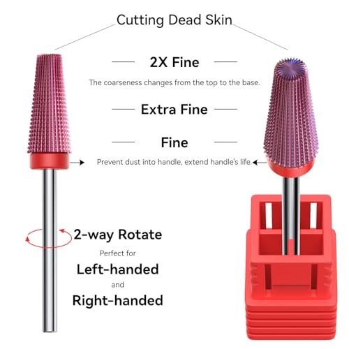 Glix 5 in 1 Nail Drill Bit, Tungsten Carbide, Cuticle and Gel Removal Purple