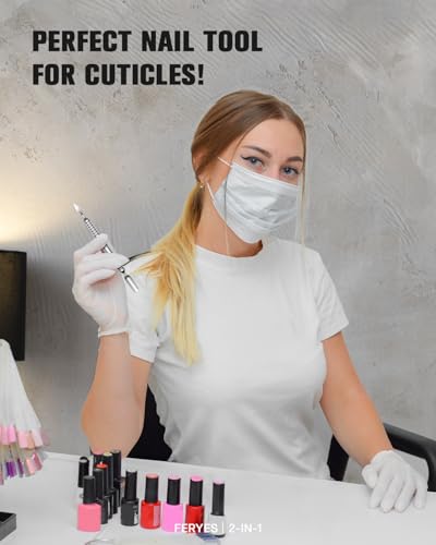 2025 Upgraded Dual Head Cuticle Pusher Remover Tool - Curved & Chisel Edge Stainless Steel, Ergonomic Non-Slip Handle for Professional Salon & Home Manicure Nail Curved and Chisel Pusher tool